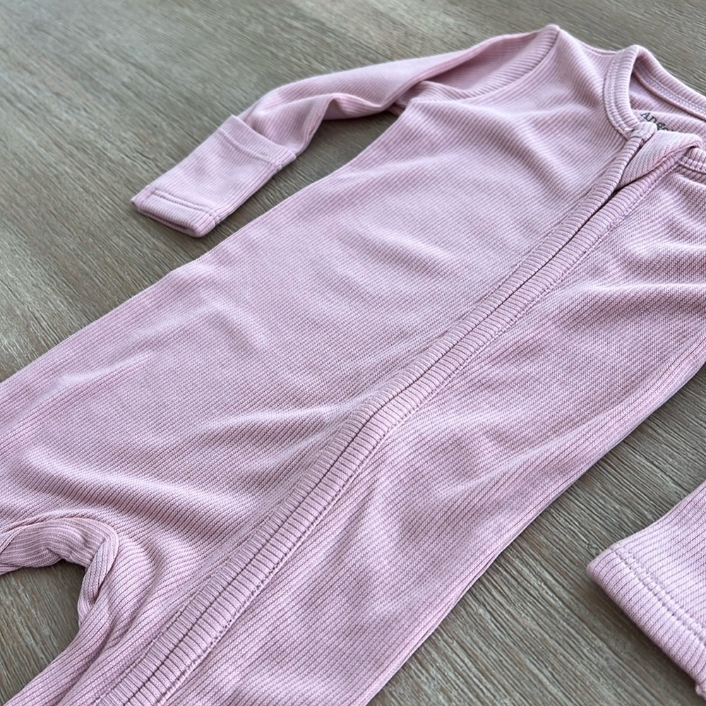 Angel Dear Baby Girl Modal Ribbed Footie Solid Pink 6-9 months - Picture 3 of 4